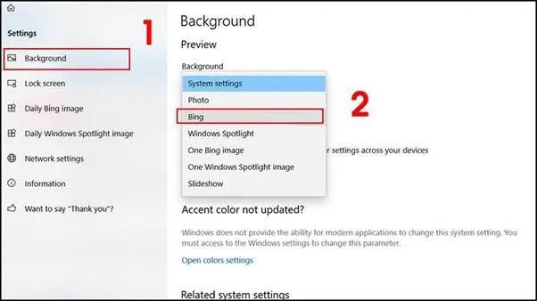 Giao diện cài đặt của Dynamic Theme cho phép người dùng tùy biến nguồn ảnh đa dạng