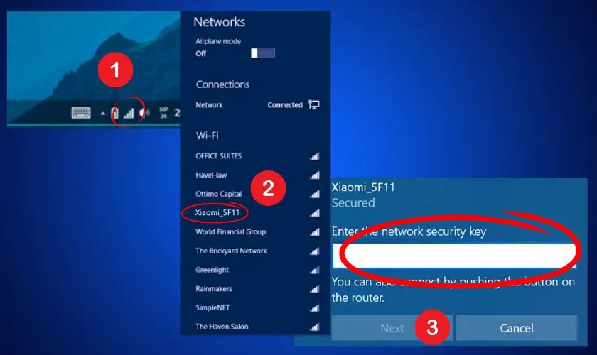 Giao diện cài đặt mạng không dây đặc trưng trên hệ điều hành Windows 8 của Asus