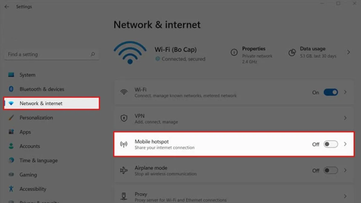 Giao diện cài đặt mạng trên Windows 11 có sự thay đổi rõ rệt