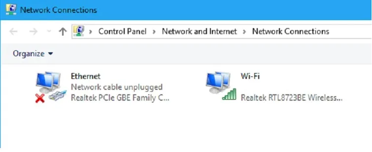 Giao diện cài đặt thuộc tính mạng trên Windows 10