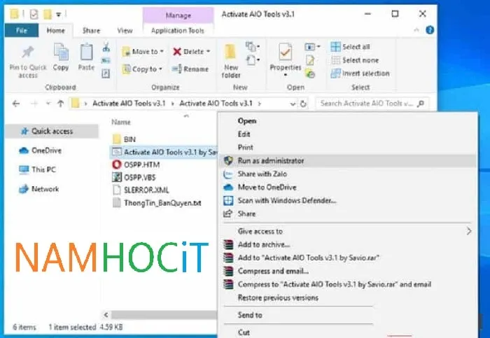 Giao diện chính của công cụ AIO Tools với các tùy chọn kích hoạt bản quyền