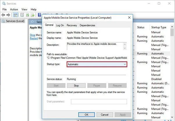 Giao diện quản lý Services trên Windows giúp người dùng tinh chỉnh các dịch vụ khởi chạy cùng máy
