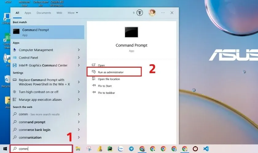 Gõ Command Prompt và chọn Run as administrator