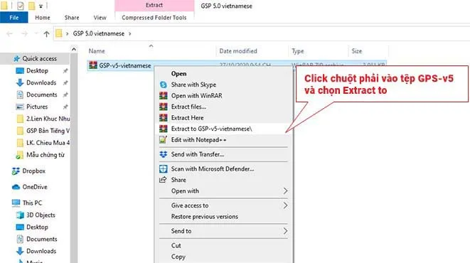 Giải nén bộ cài GSP5 tiếng Việt