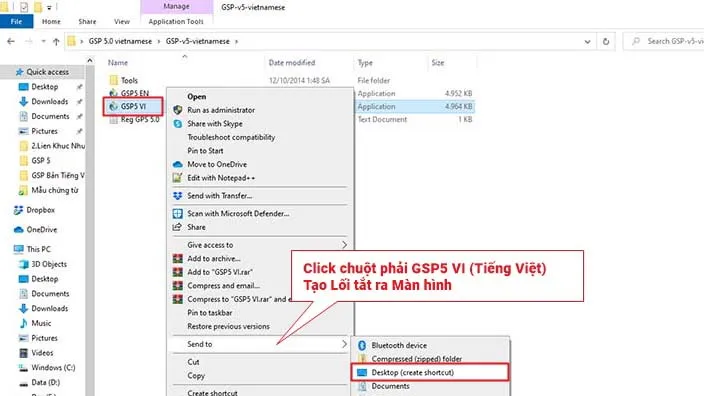 Tạo shortcut GSP5 tiếng Việt