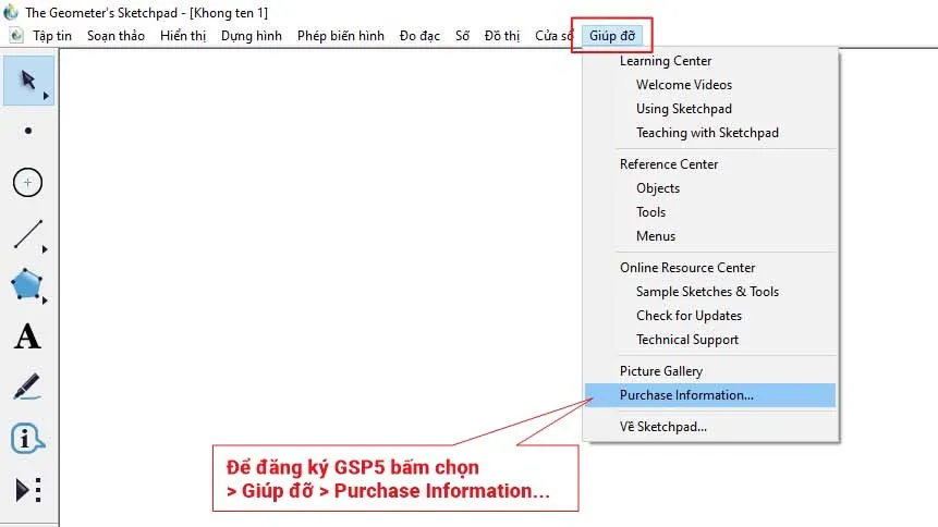 Mở cửa sổ đăng ký bản quyền