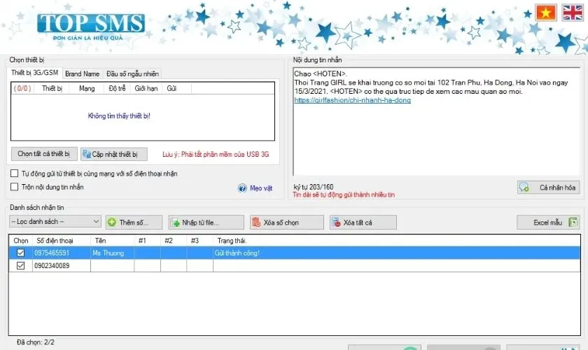 Bảng thống kê hiệu suất chiến dịch SMS với biểu đồ tỷ lệ chuyển đổi