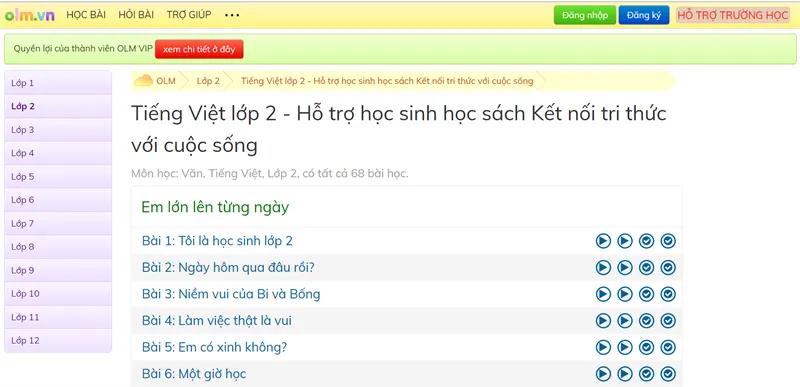 olm.vn - Há»c Tiáº¿ng Viá»‡t lá»›p 2 trá»±c tuyáº¿n