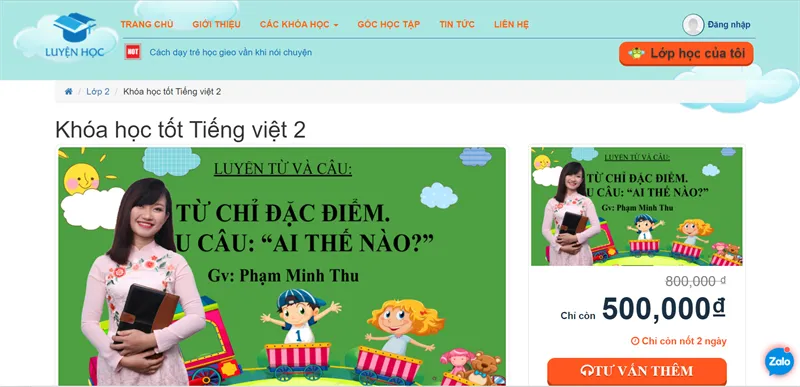 luyenhoc.vn - Há»c Tiáº¿ng Viá»‡t lá»›p 2 online vá»›i Ä‘a dáº¡ng các bài há»c