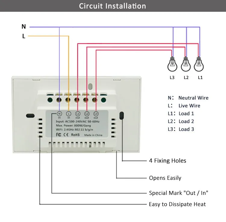 Sơ đồ đấu dây công tắc thông minh wifi chuẩn