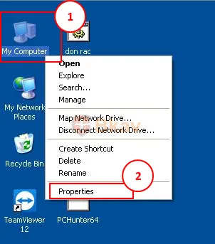 Mở Properties trên Windows XP