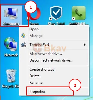 Mở Properties trên Windows 7
