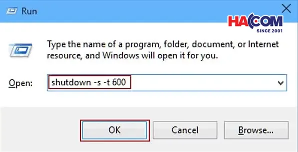 Hẹn giờ tắt máy tính Win 10 bằng lệnh Run
