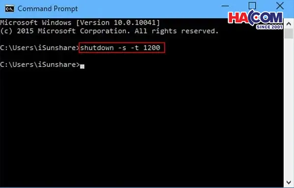 Hẹn giờ tắt máy Win 10 bằng Command Prompt