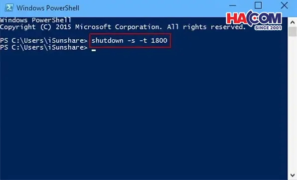 Hẹn giờ tắt máy bằng Windows PowerShell
