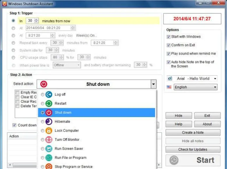 Hẹn giờ tắt máy tính Win 7 dùng phần mềm chuyên dụng