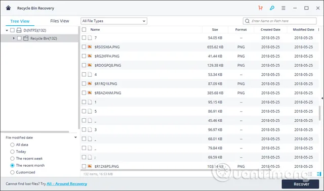 Hiển thị dữ liệu khôi phục giúp người dùng kiểm tra tập tin