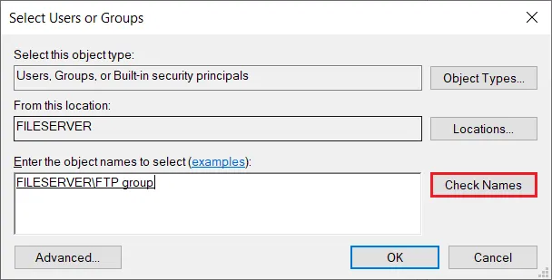 Thêm user vào phân quyền NTFS