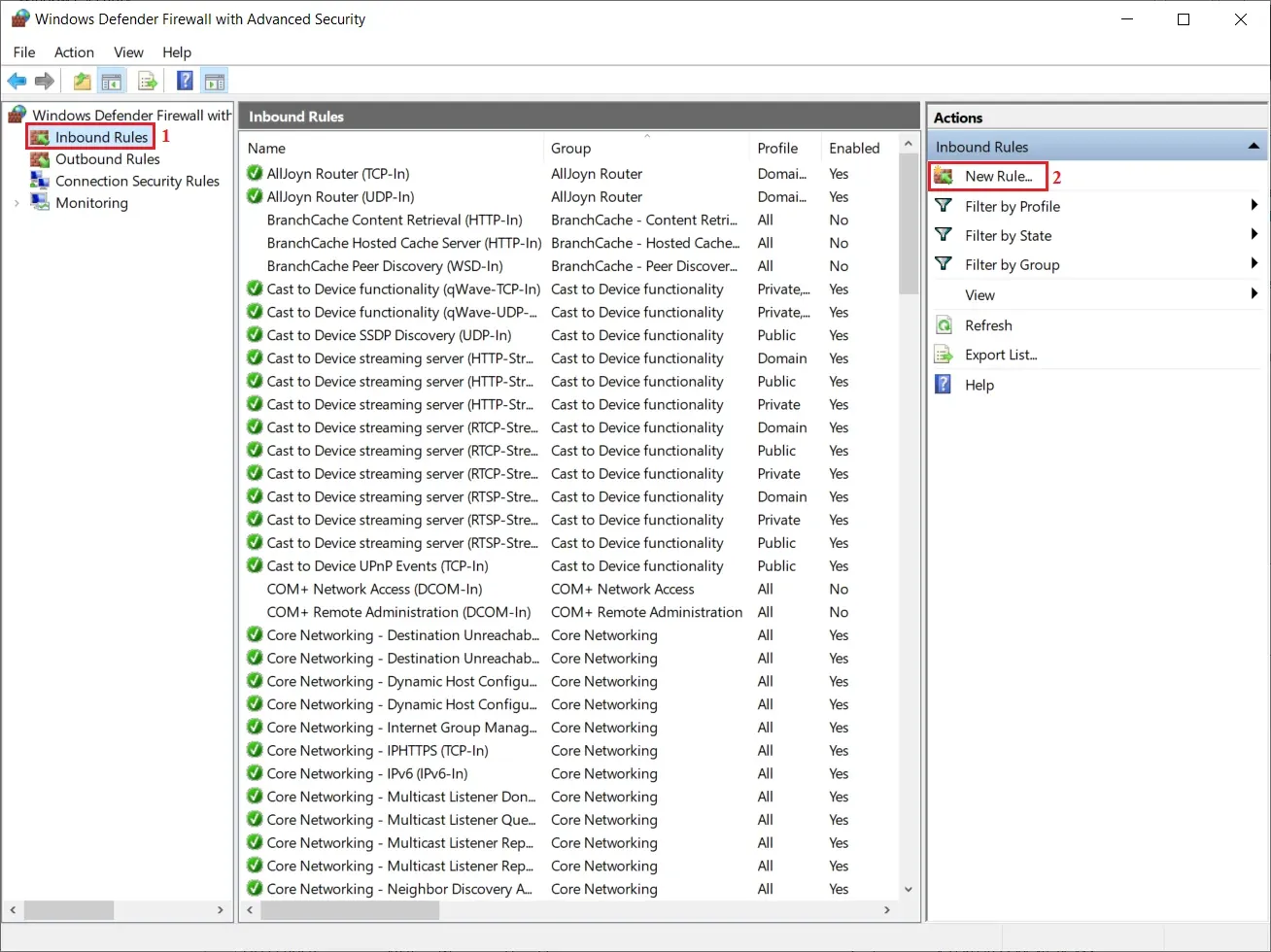 Tạo Firewall rule mới