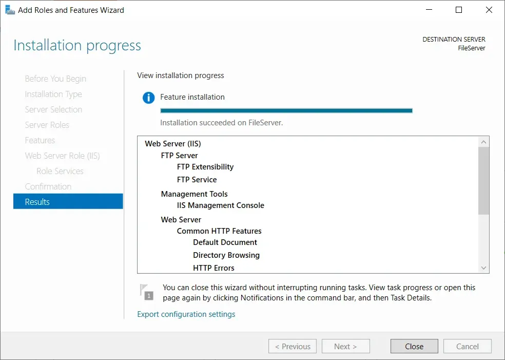 Quá trình cài đặt hoàn tất