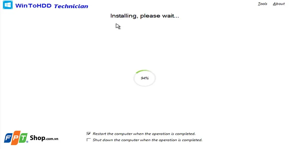 Hoàn tất các bước cuối cùng của cách cài win không cần usb