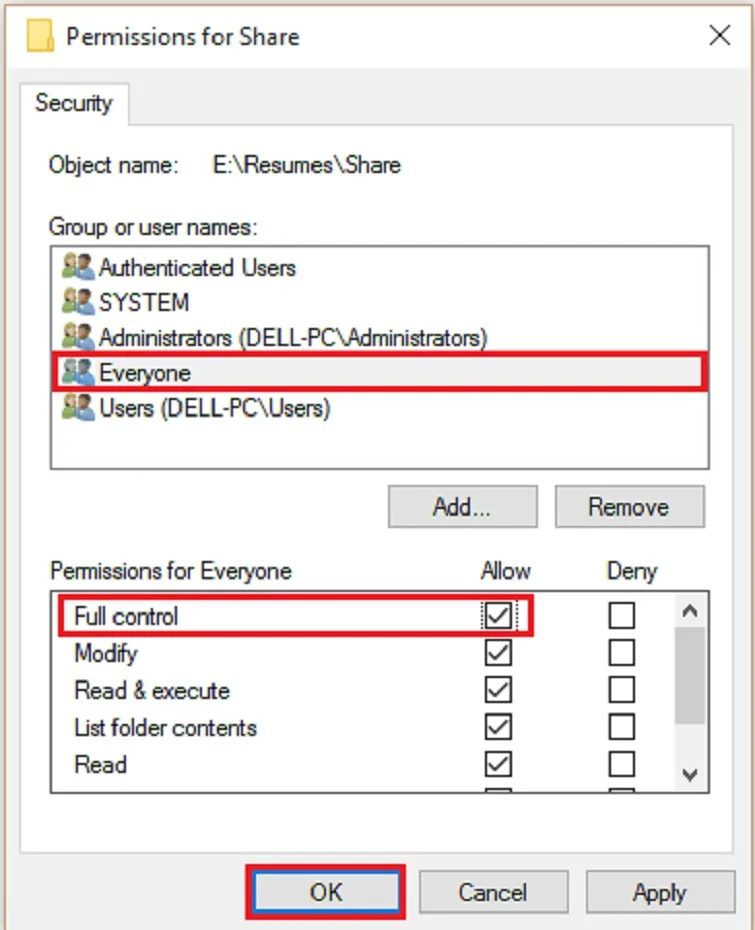 Hoàn tất việc cấp quyền toàn diện cho nhóm Everyone