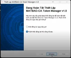 Thông báo hoàn tất cài đặt USB Token