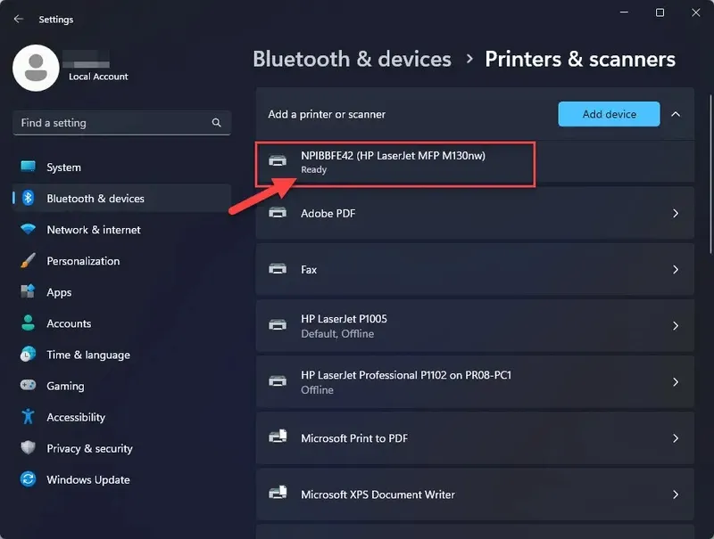Thêm máy in tự động