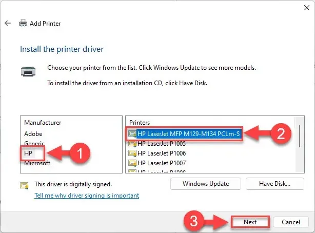 Chọn cổng kết nối