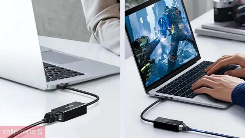 Hub Ugreen USB 2.0 sang LAN RJ45 CR110 20254 thiết kế tinh tế