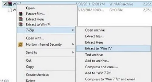 Giải nén file ISO Windows 7 vào phân vùng ổ cứng khác ổ C