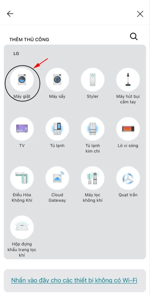 Chọn loại thiết bị máy giặt