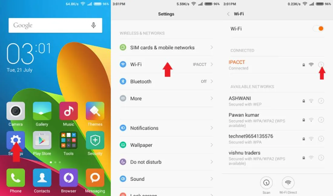 Chọn mạng WiFi đang kết nối để lấy mã QR