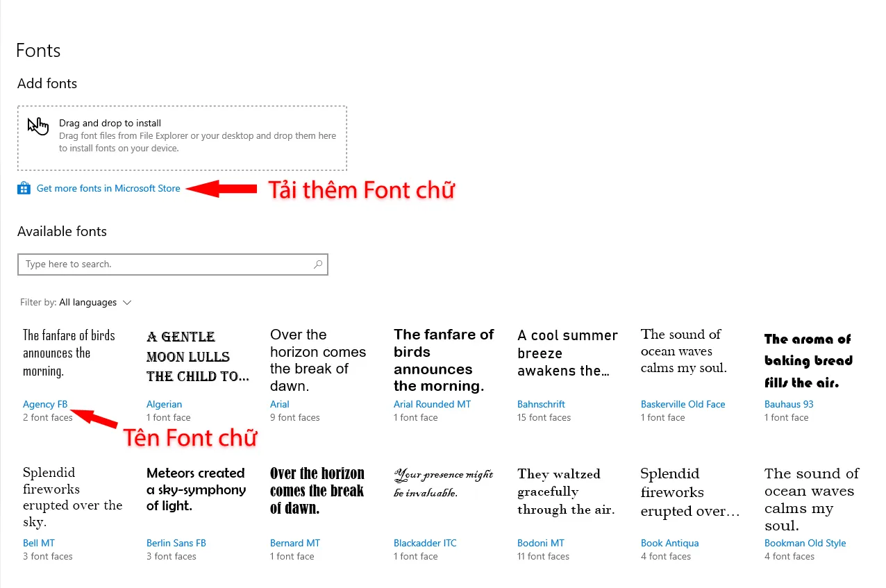 Chọn Font chữ cần thay đổi