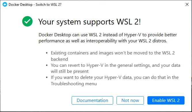 Cấu hình WSL 2 khi cài đặt Docker trên Windows