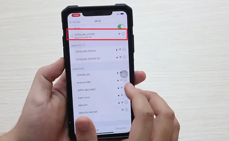 Kết nối điện thoại với tên Wifi mặc định của Totolink