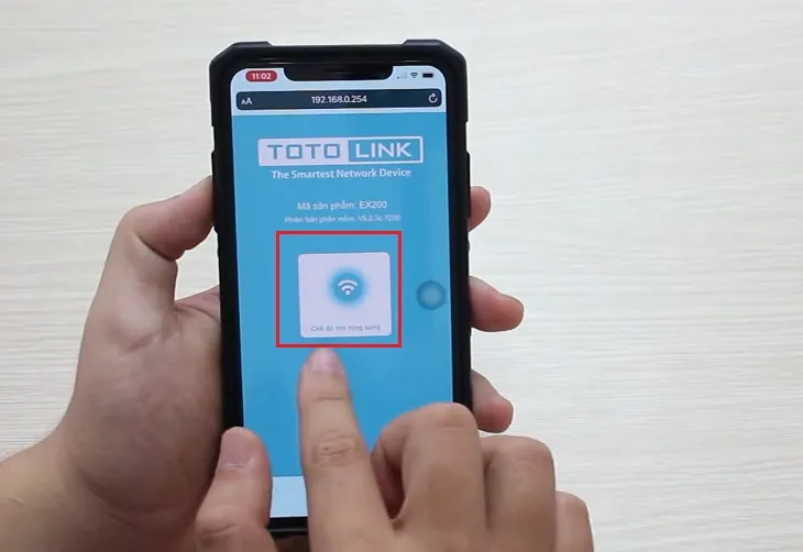 Lựa chọn tính năng Repeater để bắt đầu thu phát sóng
