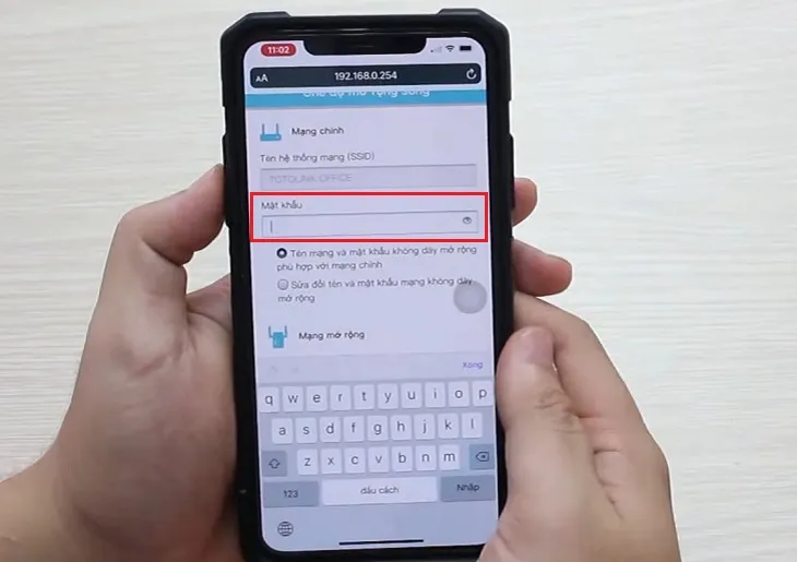 Hoàn tất cấu hình tên và mật khẩu cho bộ kích sóng
