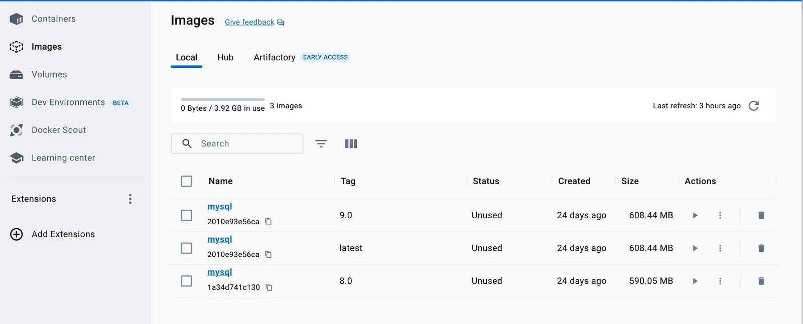 Xem danh sách Image đã tải về trong Docker Dashboard