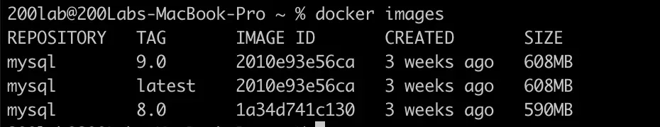Sử dụng Command Line để liệt kê các Image hiện có