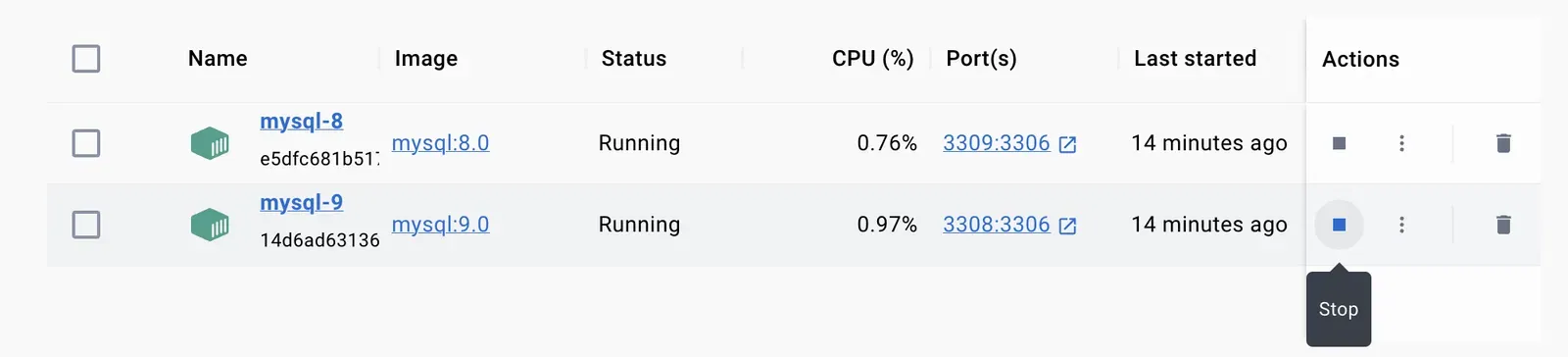 Cách tạm dừng Container bằng giao diện đồ họa