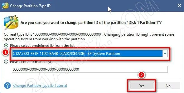 Thay đổi ID định danh phân vùng