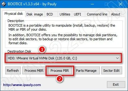 Sử dụng Bootice để nạp PBR