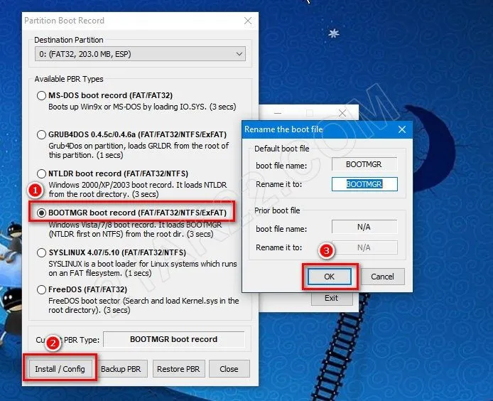 Lựa chọn đích nạp bản ghi khởi động