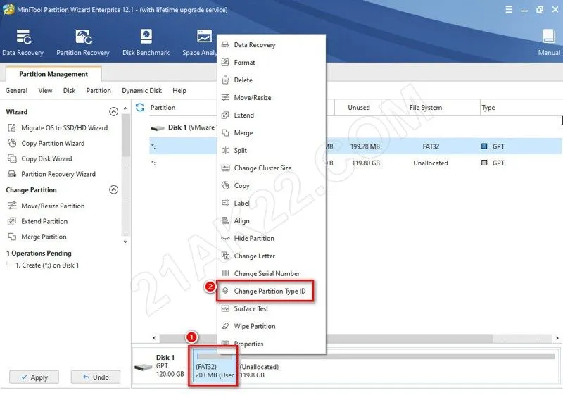 Thiết lập định dạng FAT32 cho EFI