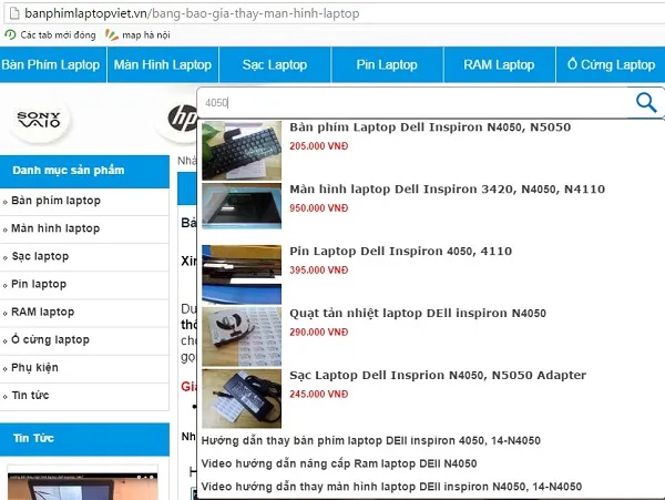 Hướng dẫn tìm kiếm sản phẩm trên công cụ tìm kiếm của website