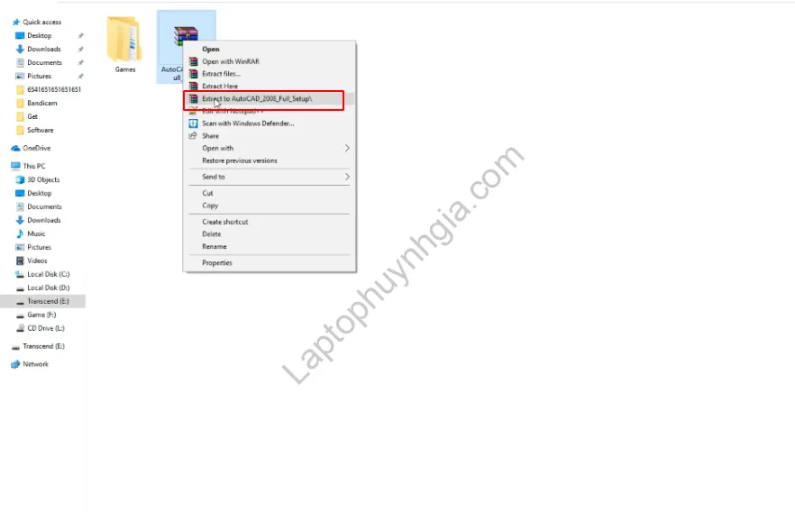 Giải nén file AutoCAD 2008