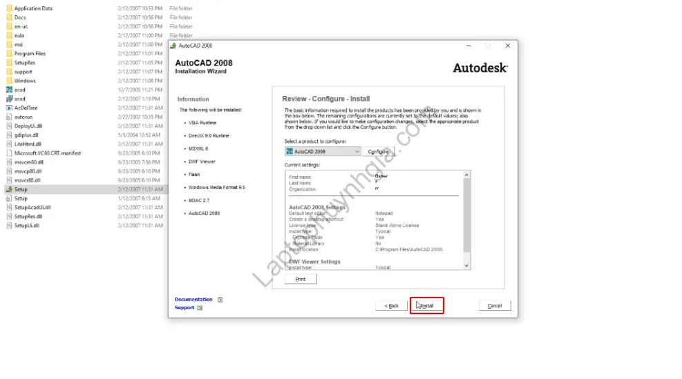 Bắt đầu cài đặt