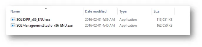 Hai file cài đặt SQL Server Express và Management Studio