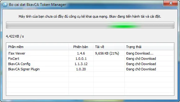 Quá trình tải và cài đặt các thành phần hỗ trợ